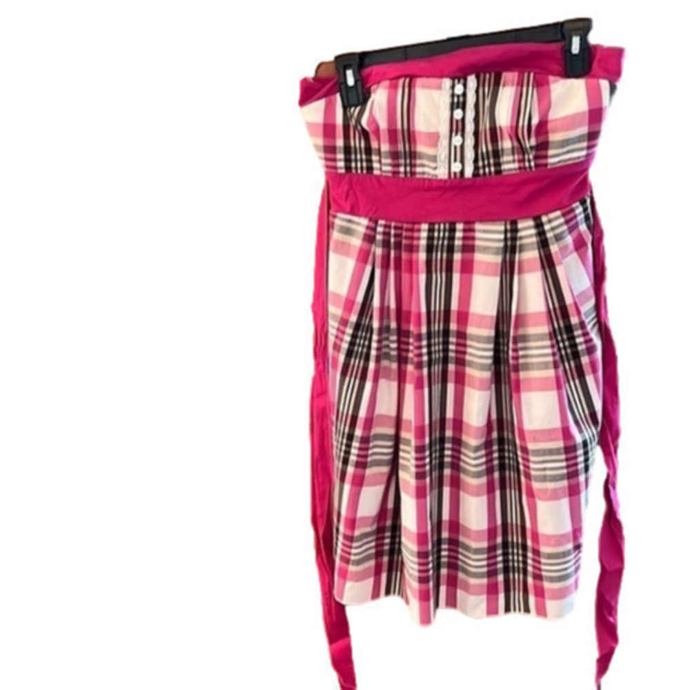 My Michelle Pink Plaid Dress Size 5 Juniors NWOT